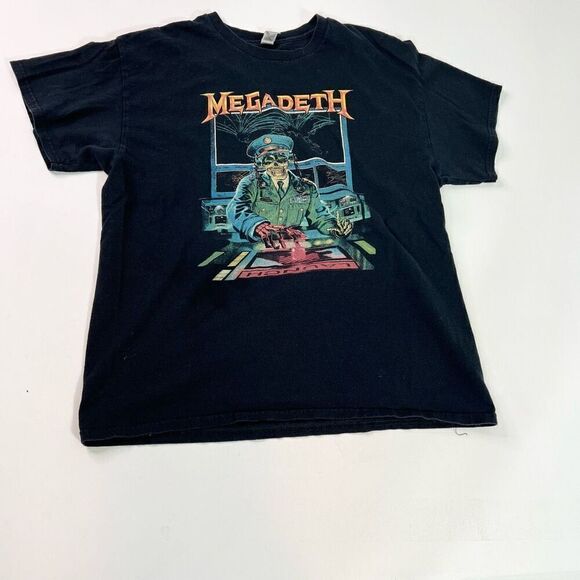 Megadeth T-Shirt Mens Large Black Heavy Cotton Crew Neck Short Sleeve Graphic - Picture 1 of 9
